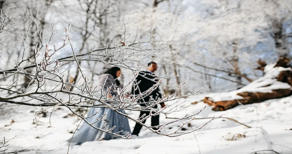 what should a woman ask for in a prenup - wedding, snow, prenup shoot