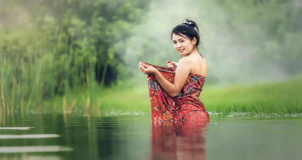 unexpected kiss on the cheek - woman, washing, vietnam