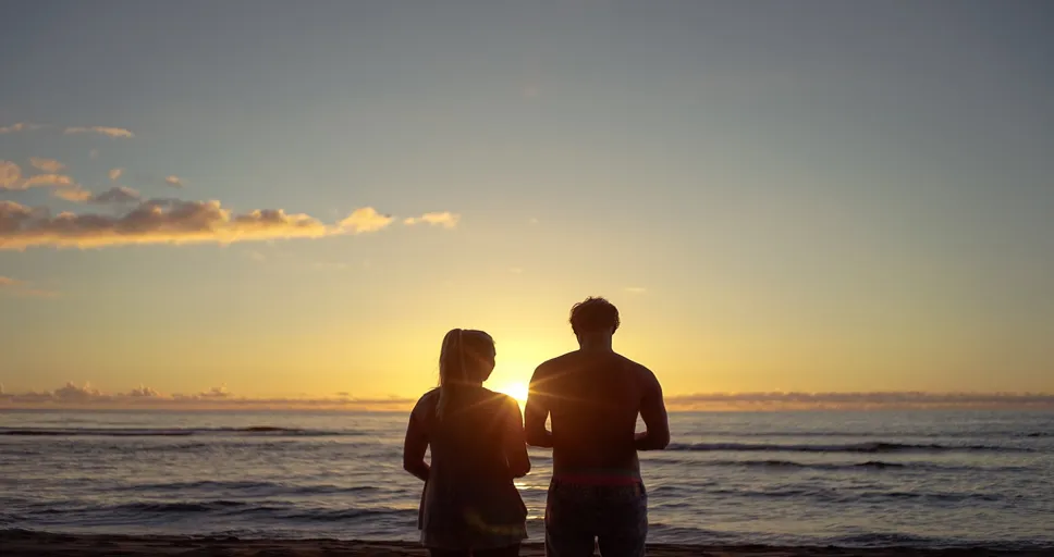 is he friendzoning me or taking it slow - couple, sunset, beach