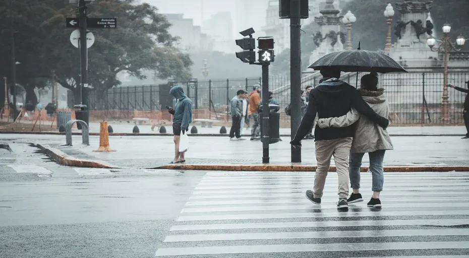 signs he wants more than sex - couple, pedestrian, rain