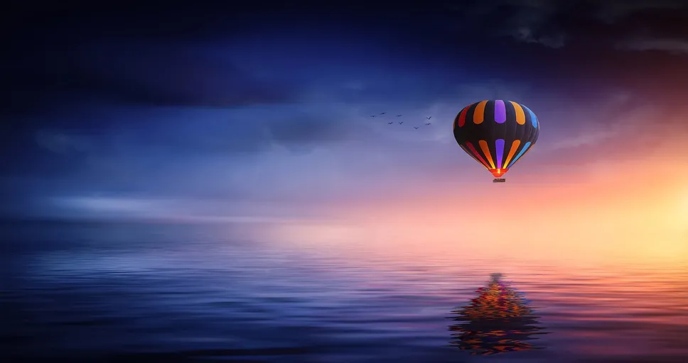 spiritual meaning of dreaming about the same person romantically - hot air balloon, lake, balloon