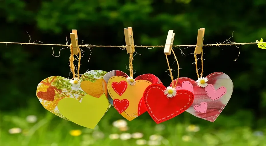 be safe means i love you - hearts, clothespins, clothesline