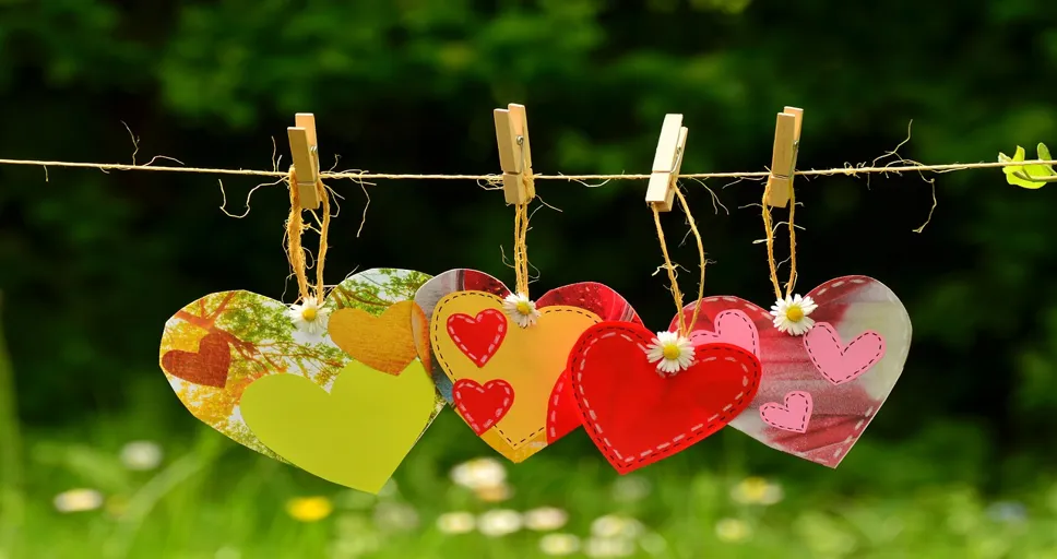 be safe means i love you - hearts, clothespins, clothesline